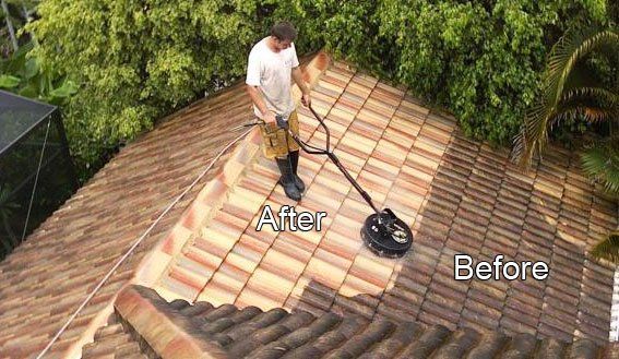 Man Cleaning The Roof — Monterey, CA — Better View Window Cleaners