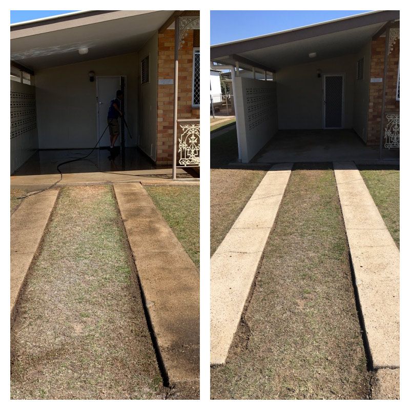 Before and After Cleaning Driveway and Carport — CPR Exterior Cleaning in Svensson Heights, QLD