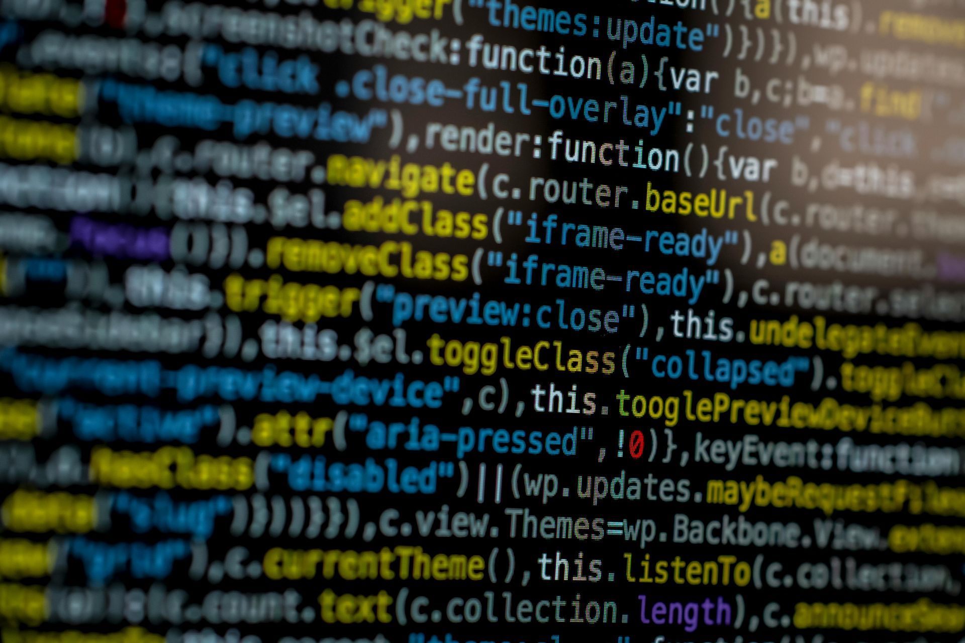A close up of a computer screen with lots of code