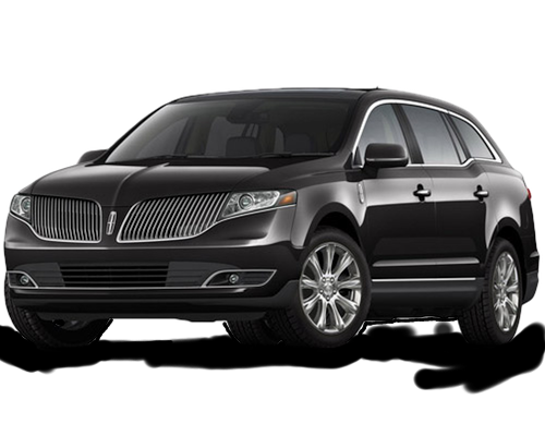 A black lincoln mkx is parked on a white background.