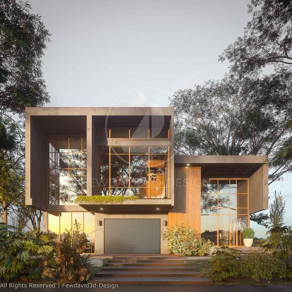 ภาพโฮมออฟฟิศโมเดิร์น 2 ชั้น ด้วยการตกแต่งที่ทันสมัยและสไตล์สวยงาม