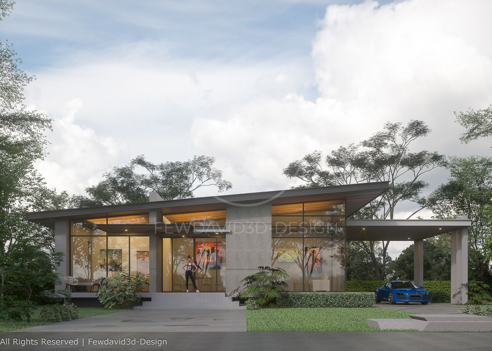 บ้านพักอาศัยชั้นเดียว ที่ตั้งอยู่ในอำเภอบางละมุง จังหวัดชลบุรี ออกแบบสวยงามและทันสมัย มีพื้นที่ใช้สอยกว้างขวาง