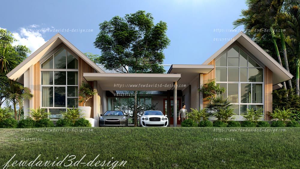 แบบบ้านชั้นเดียว,สถาปนิก,วิศวกร,เขียนแบบก่อสร้าง,โมเดิร์น,สระว่ายน้ำ,หลังคาซีดาร์