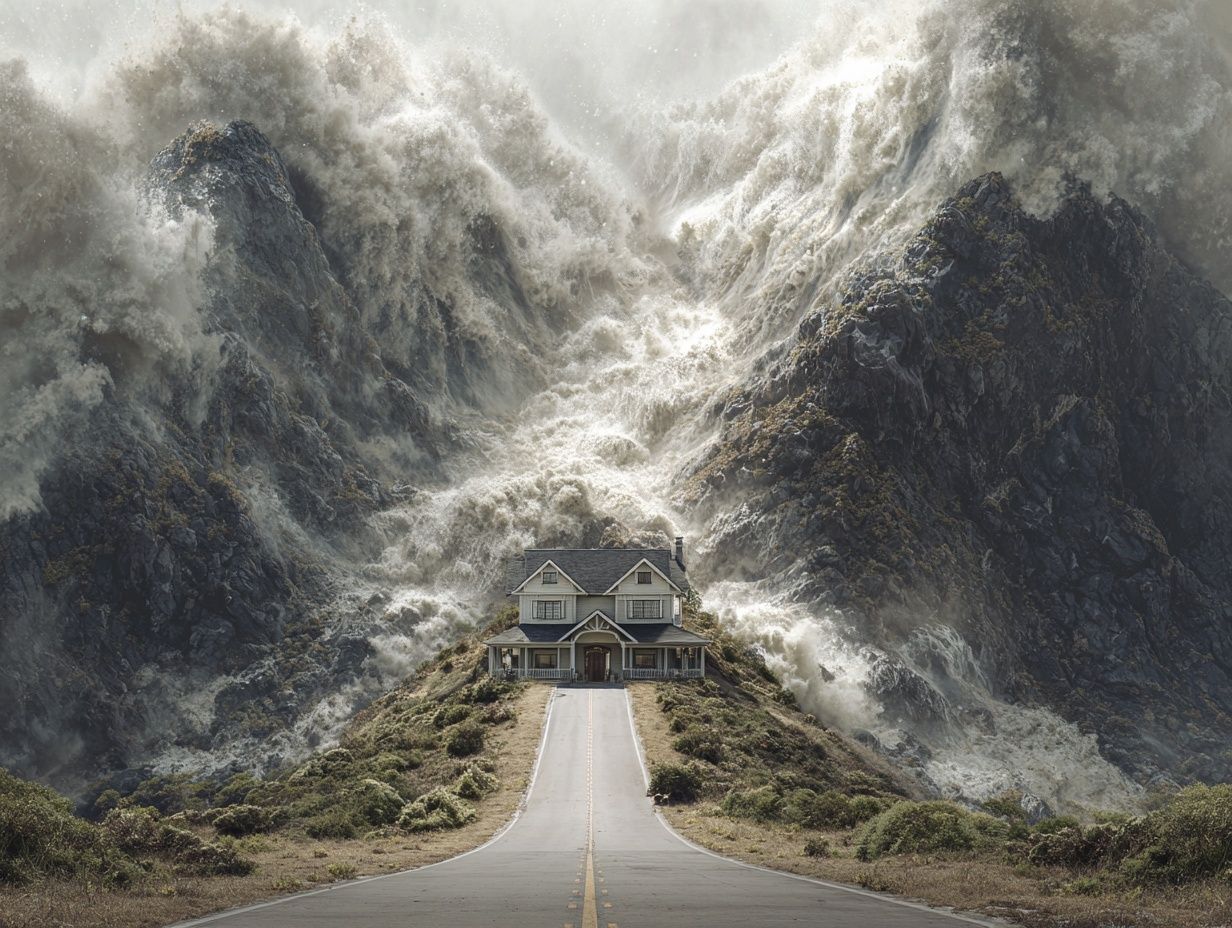 A house directly facing a steep downhill slope road leading straight into its front door, symbolizing rushing negative energy.