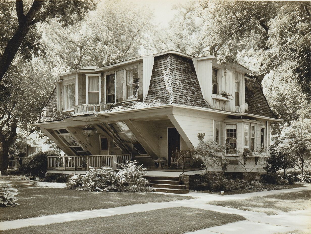 A house shaped with wide front and narrow back, showing unstable, funnel-like form.