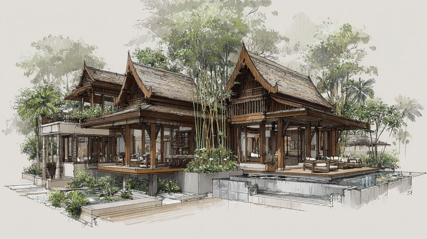 รับออกแบบบ้านทรงไทยผสมผสานสมัยใหม่