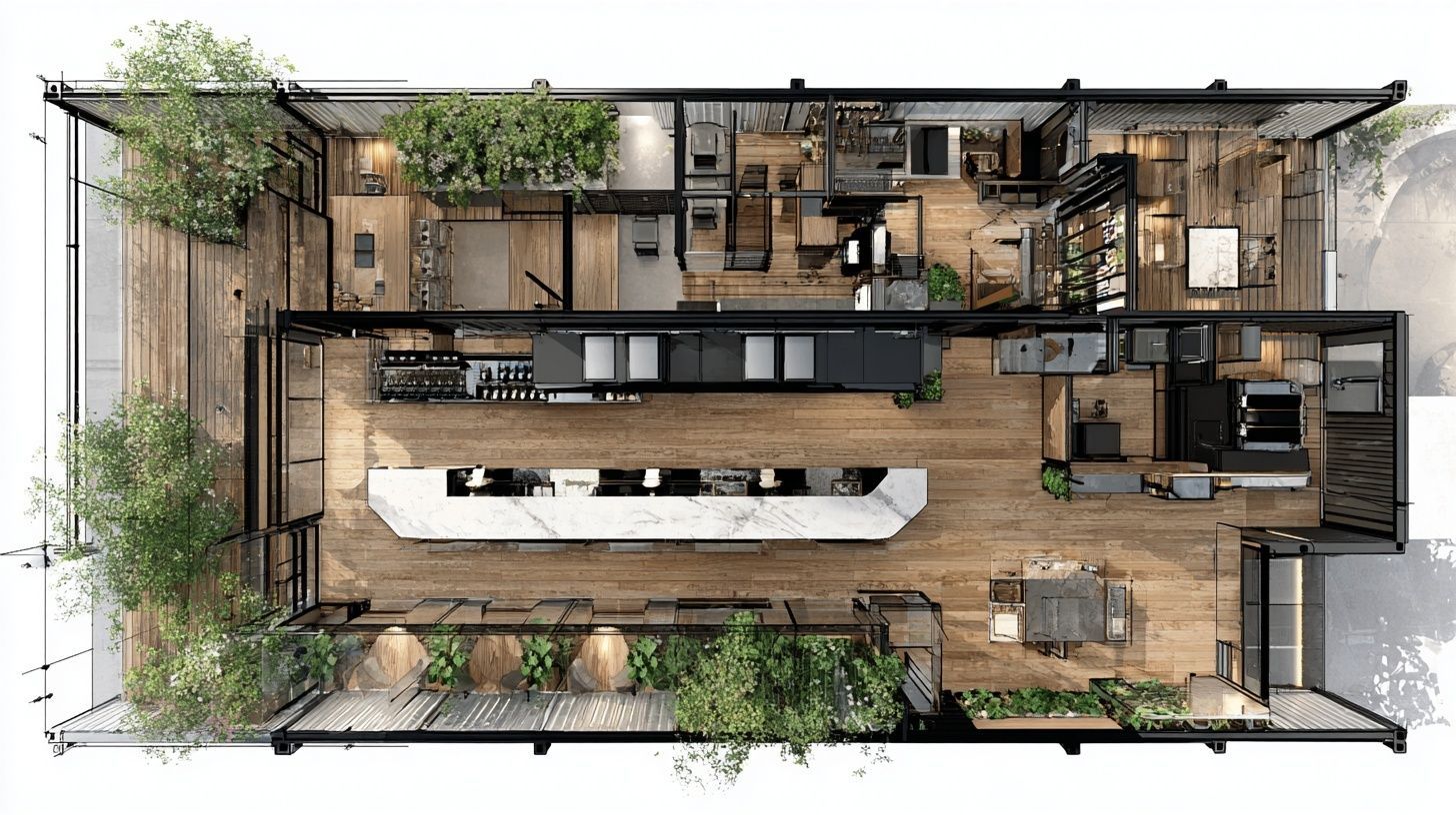 The floor plan of a bookstore and coffee shop. The building is located next to Min Buri BTS Station, Bangkok