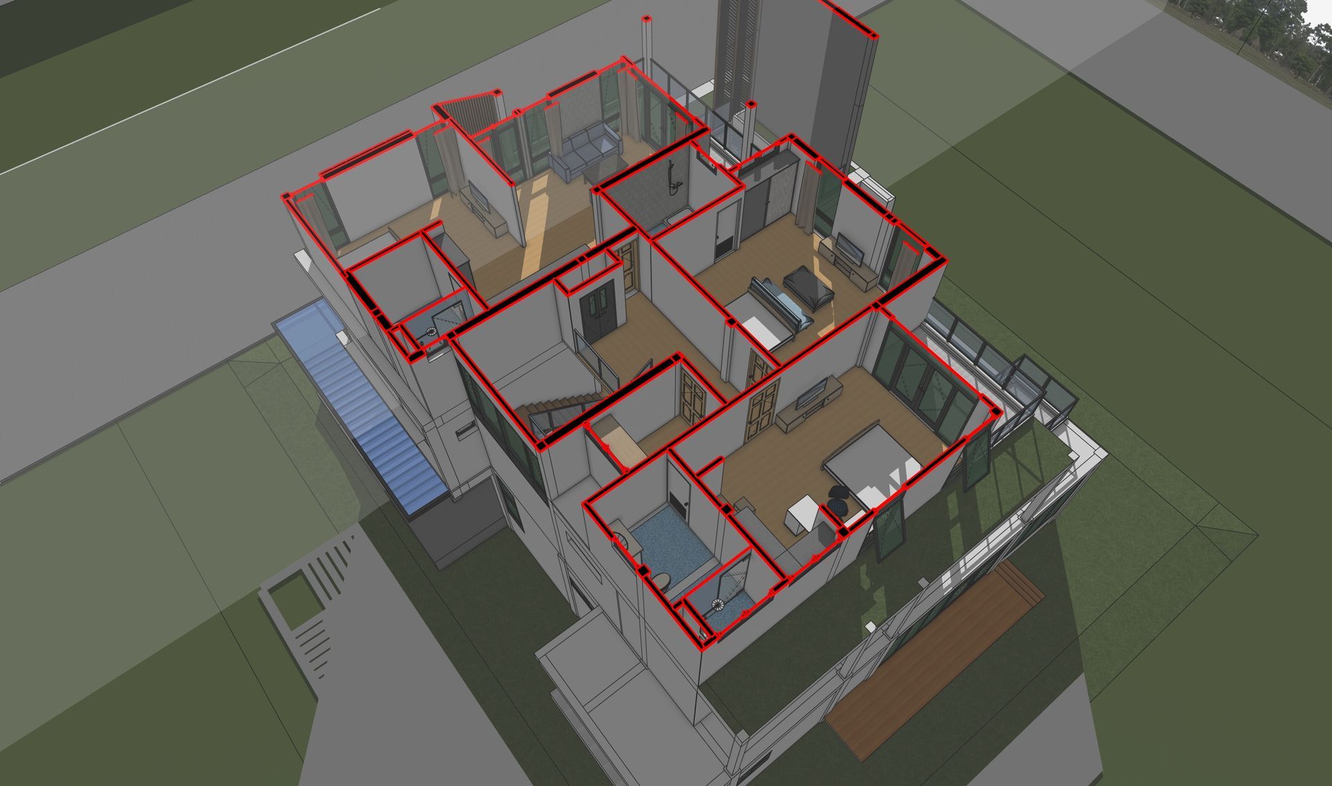 ภาพการออกแบบบ้านด้วยโปรแกรม SketchUp