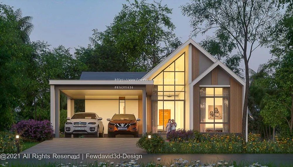 โครงการบ้านพักอาศัยชั้นเดียว ตำบลชมภู อำเภอสารภี เชียงใหม่,คุณพงศกรฯ บ้านสไตล์นอร์ดิกชั้นเดียว โดดเด่นด้วยหลังคาทรงจั่วสูงและกระจกบานใหญ่ที่ช่วยเพิ่มแสงธรรมชาติให้กับตัวบ้าน ดีไซน์ผสมผสานระหว่างไม้และโครงสร้างสีขาว ให้ความรู้สึกอบอุ่นและทันสมัย พื้นที่หน้าบ้านมีสวนสีเขียวและดอกไม้สร้างบรรยากาศสดชื่น ด้านซ้ายเป็นโรงจอดรถขนาดกว้างขวาง รองรับรถได้สองคัน เหมาะสำหรับครอบครัวที่ต้องการบ้านสไตล์โมเดิร์นมินิมอล ผสมผสานความเรียบง่ายและความหรูหราไว้อย่างลงตัว