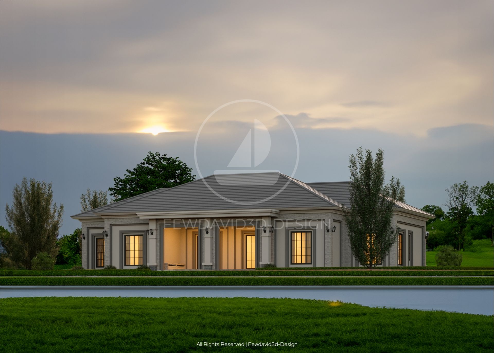 บ้านสไตล์โมเดิร์นคลาสสิก เน้นการออกแบบที่โดดเด่นจาก FEWDAVID3D-DESIGN