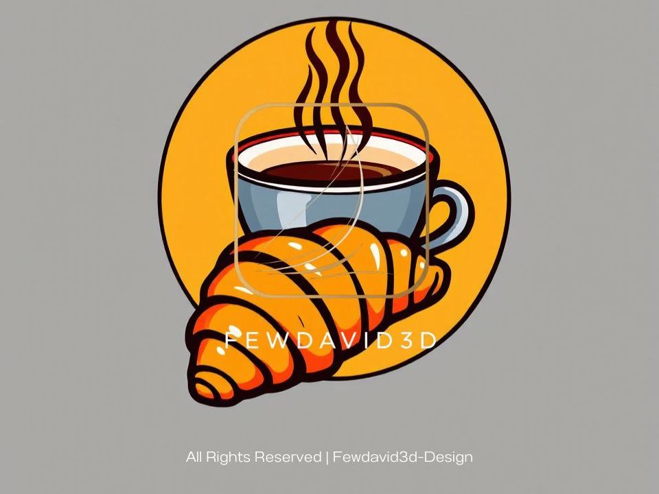 โลโก้ที่มีภาพวาดของแก้วกาแฟและครัวซองต์ สร้างอารมณ์ที่เป็นมิตรและเชิญชวนให้คนรู้สึกถึงกาแฟเช้า
