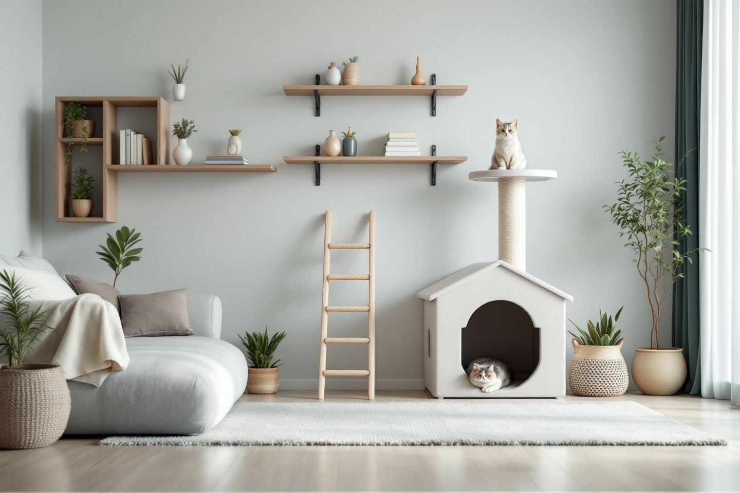 บ้านที่มีพื้นที่เฉพาะสำหรับสัตว์เลี้ยง เช่น คอนโดแมวหรือบ้านสุนัข กำลังเป็นที่นิยมมากขึ้น เหมาะสำหรับครอบครัวที่รักสัตว์ การจัดสรรพื้นที่นี้ช่วยให้สัตว์เลี้ยงรู้สึกสบายและกลายเป็นส่วนหนึ่งของครอบครัวได้อย่างสมบูรณ์