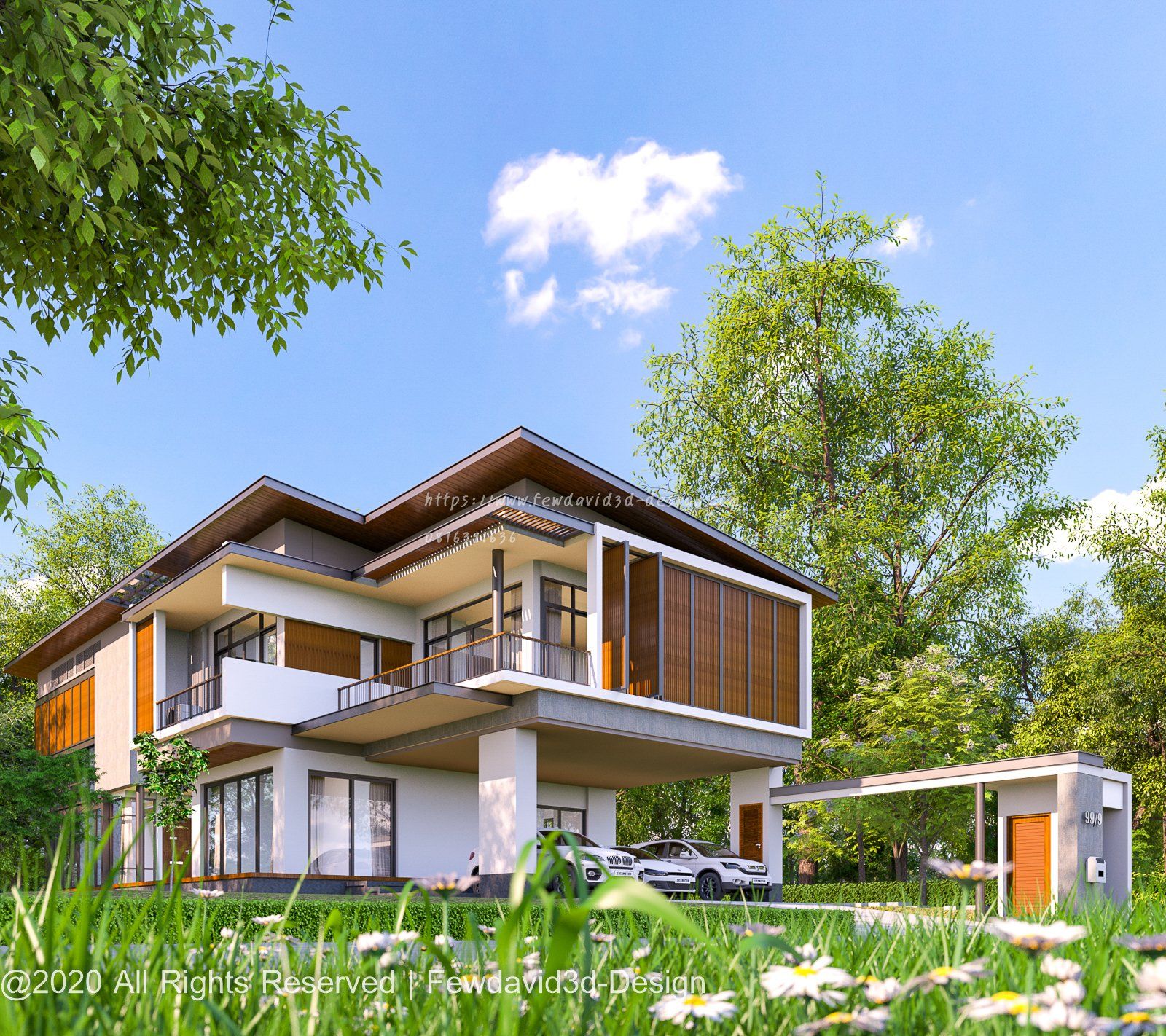 บ้านโมเดิร์นสีขาว ดีไซน์สะอาดตา พร้อมแสงไฟนวล รับออกแบบบ้านโมเดิร์น
