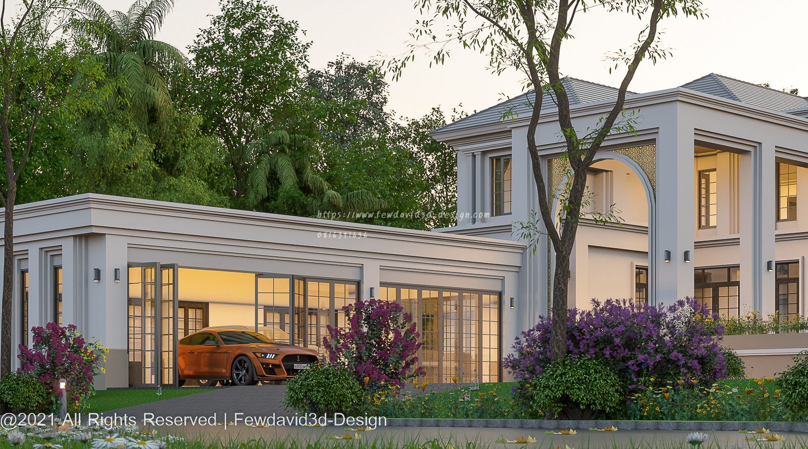 ภาพเรนเดอร์ แบบบ้านโมเดิร์นคลาสสิค 2 ชั้น จ.ระยอง FEWDAVID3D-DESIGN