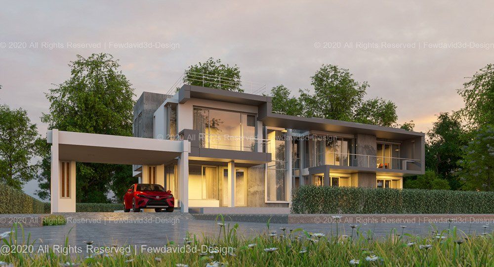 รับออกแบบบ้าน,บ้านโมเดิร์น 2 ชั้น