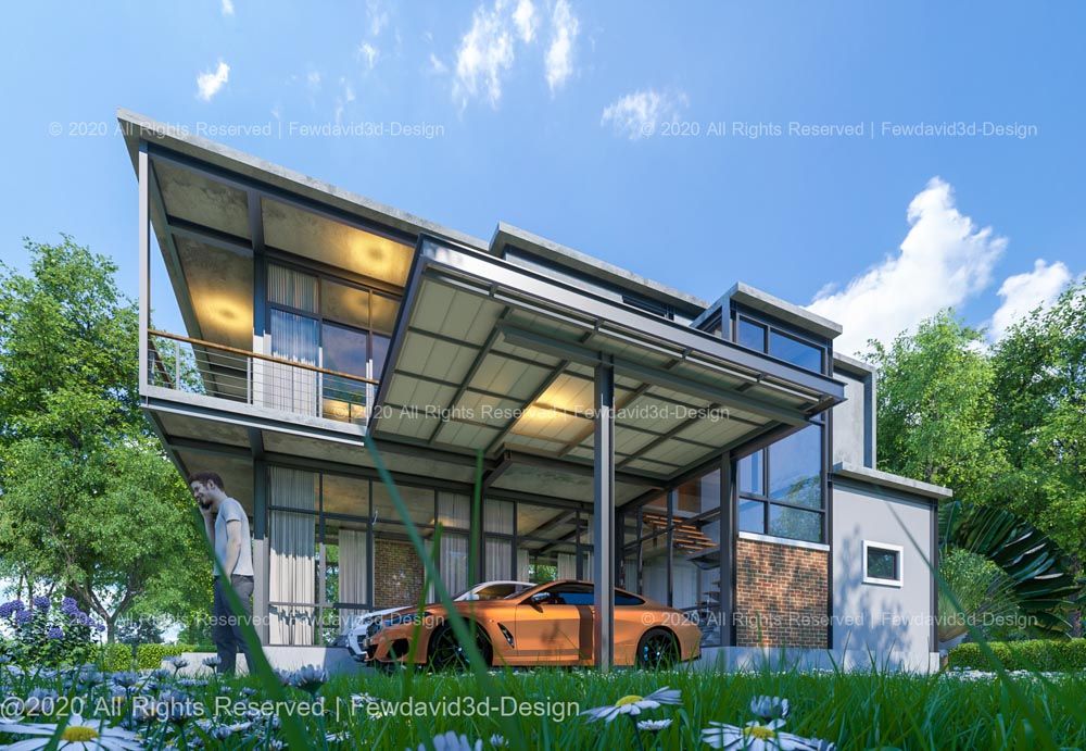 บ้านโมเดิร์นแนวลอฟท์ ใช้ไม้และปูนเปลือยผสมผสาน รับออกแบบบ้านโมเดิร์น
