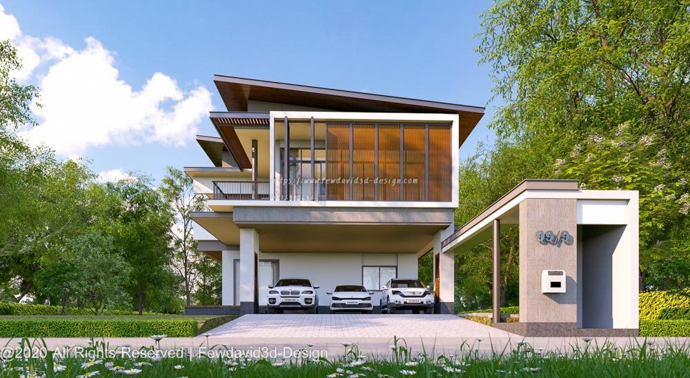 บ้านโมเดิร์นกระจกสูง โปร่งโล่ง สบายตา รับออกแบบบ้านโมเดิร์น
