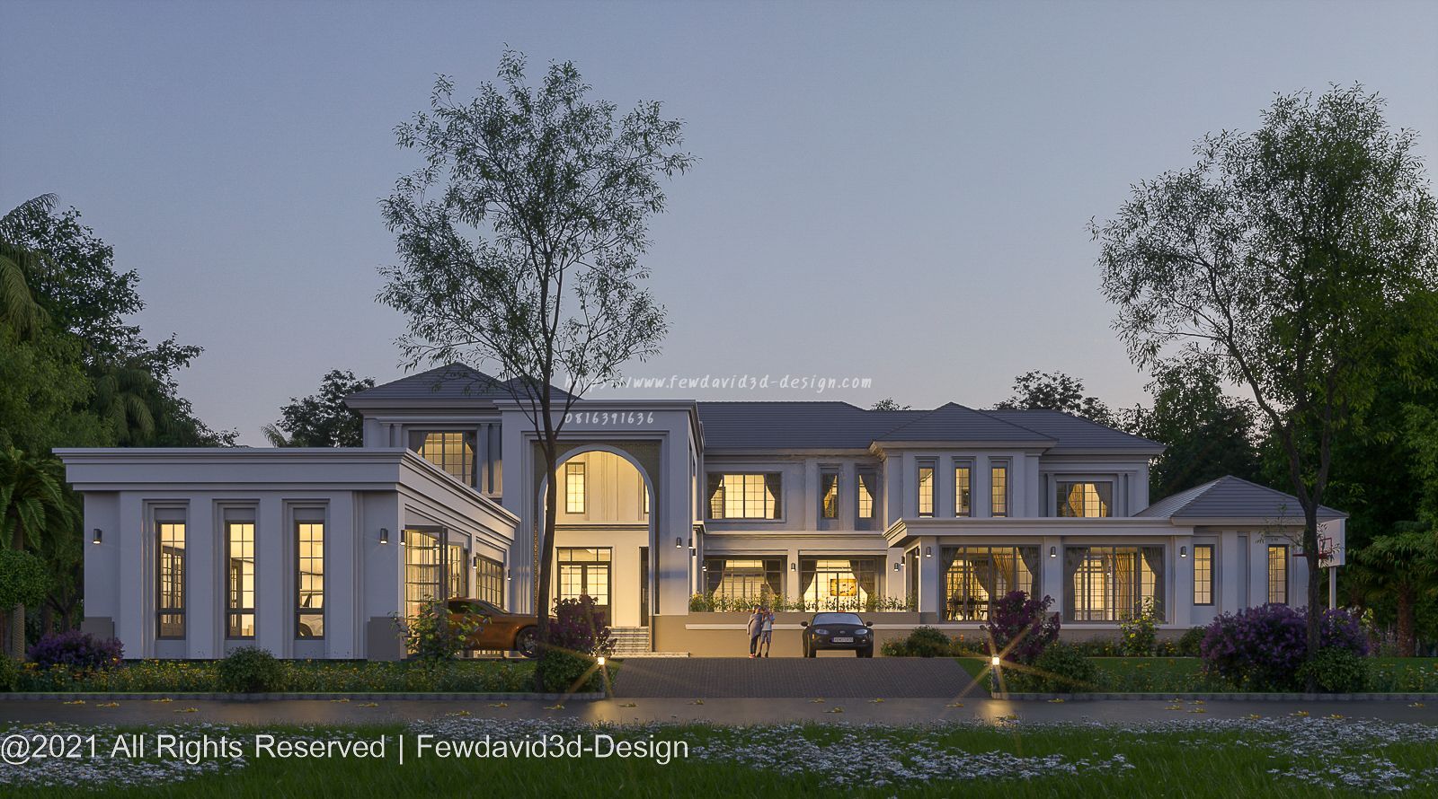 ภาพเรนเดอร์ แบบบ้านโมเดิร์นคลาสสิค 2 ชั้น จ.ระยอง FEWDAVID3D-DESIGN