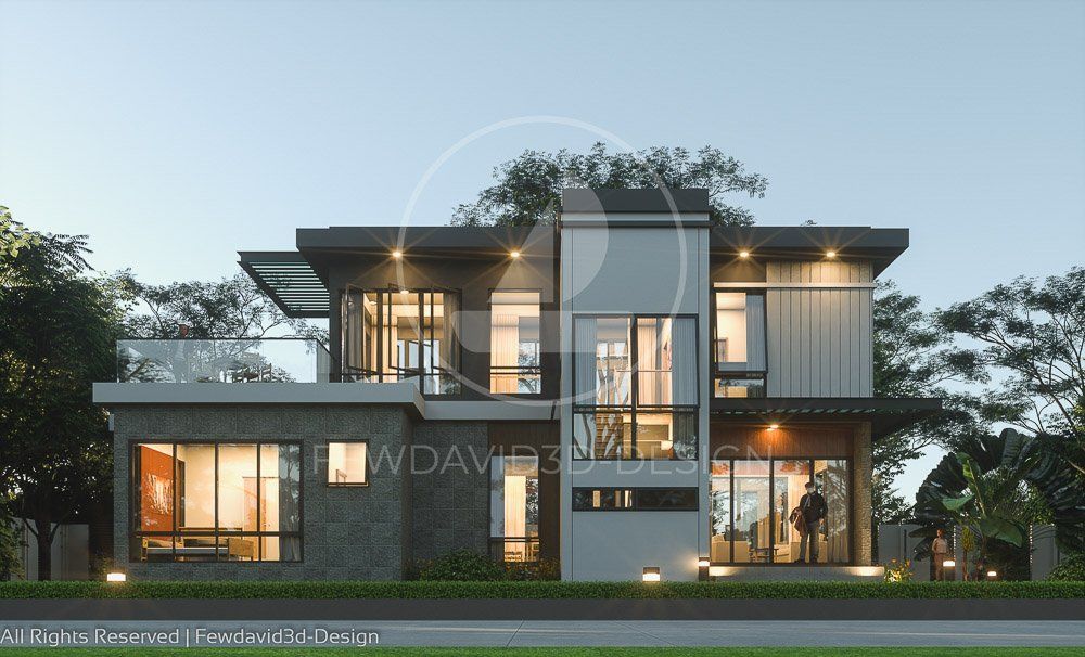 ออกแบบบ้านพักตากอากาศ,บ้านตากอากาศ,เขาใหญ่,สถาปนิก,เขียนแบบ,ออกแบบ,2ชั้น,โมเดิร์น