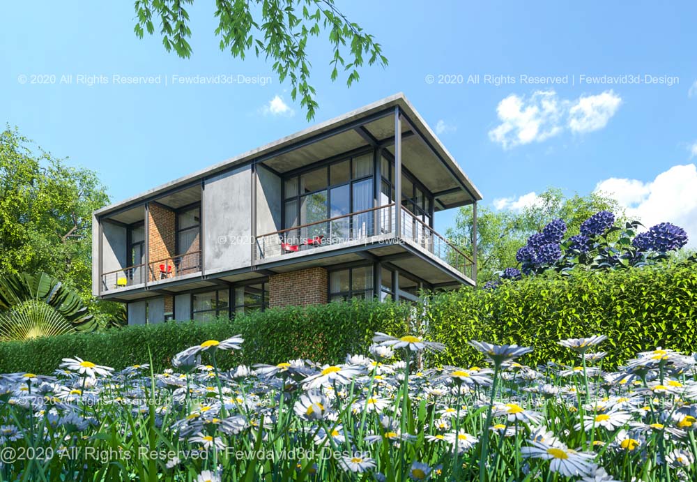 บ้านโมเดิร์นลอฟท์ โครงสร้างปูนเปลือยและกระจก รับออกแบบบ้านโมเดิร์น
