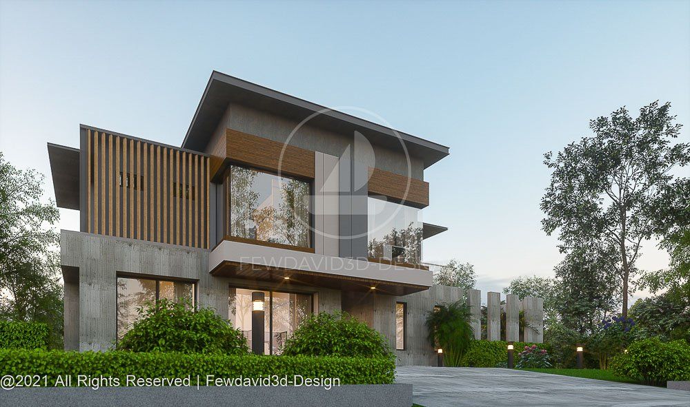 โฮมออฟฟิศ 2 ชั้น สไตล์โมเดิร์นล้ำสมัย พร้อม 4 ห้องนอน 6 ห้องน้ำ ออกแบบด้วยความเรียบหรู และมีพื้นที่สีเขียวเพิ่มความร่มรื่นรอบอาคาร