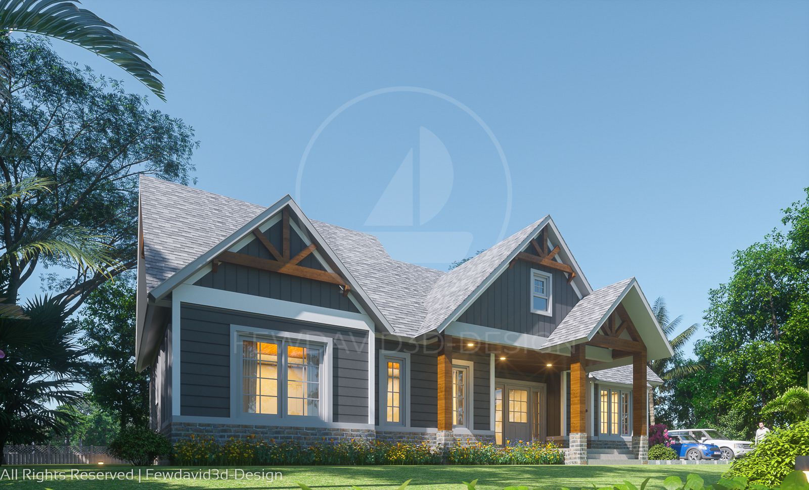 บ้านพักอาศัยสไตล์คอทเทจ พื้นที่ใช้สอย 226 ตร.ม. ออกแบบโดย Fewdavid3D-Design