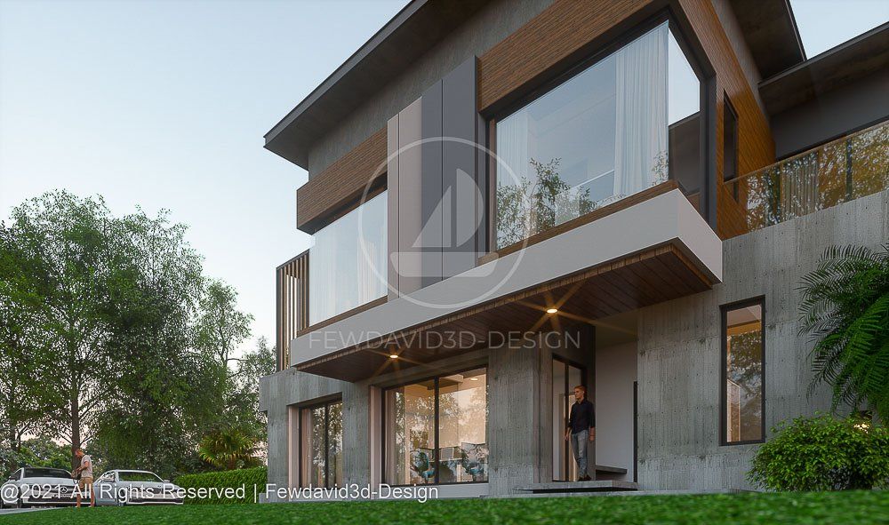 โฮมออฟฟิศ 2 ชั้น สไตล์โมเดิร์นหรู พร้อม 4 ห้องนอน 6 ห้องน้ำ โดดเด่นด้วยการออกแบบที่โปร่งโล่งและพื้นที่สีเขียวที่ช่วยเพิ่มความสดชื่น