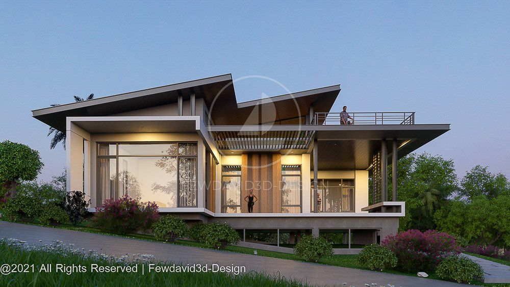 บ้านโมเดิร์นสไตล์รีสอร์ท พร้อมสวนเล็กๆ สำหรับพักผ่อน รับออกแบบบ้านโมเดิร์น
