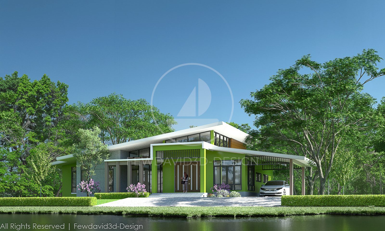 ภาพบ้านชั้นเดียว3ห้องนอน 2ห้องน้ำ จาก fewdavid3d-design