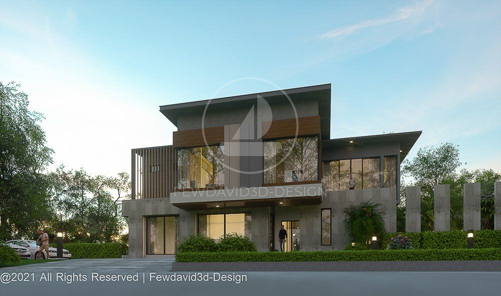 โฮมออฟฟิศ 2 ชั้น ออกแบบสไตล์โมเดิร์น พร้อม 4 ห้องนอน และ 6 ห้องน้ำ ท่ามกลางบรรยากาศร่มรื่นและพื้นที่สีเขียวโดยรอบ