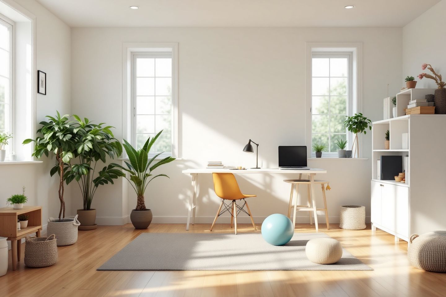 พื้นที่อเนกประสงค์หรือ multi-functional space เป็นแนวคิดที่ช่วยเพิ่มความยืดหยุ่นให้บ้าน เหมาะสำหรับคนที่ชอบเปลี่ยนการใช้งานของพื้นที่ เช่น ห้องทำงานที่สามารถปรับเป็นห้องออกกำลังกายหรือห้องเด็กได้ ทำให้การใช้ชีวิตในบ้านสะดวกสบายและเข้ากับไลฟ์สไตล์ยุคใหม่