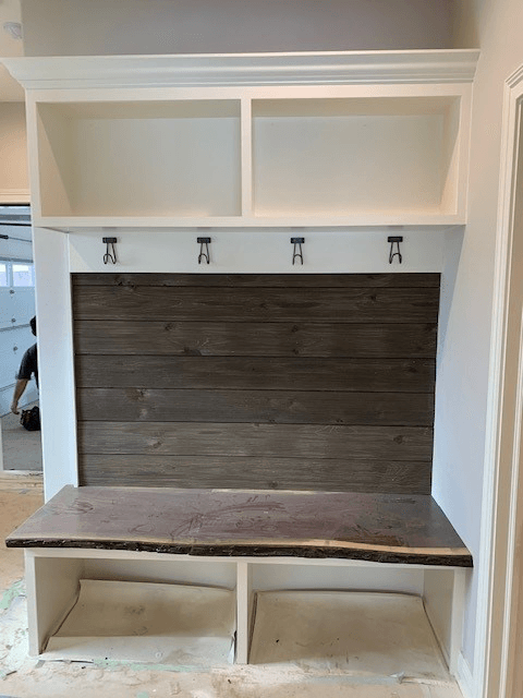 Mudroom Locker With Walnut Live Edge — Dyer, IN — Cugini Woodworking LLC