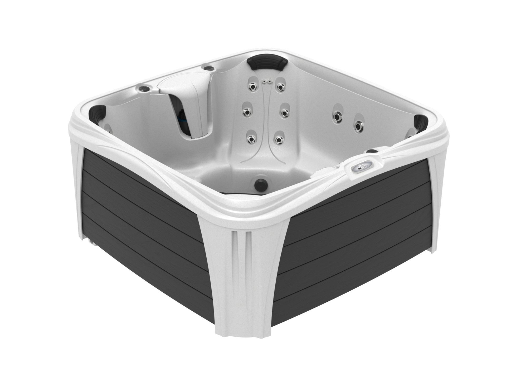An aerial view of a hot tub on a white background