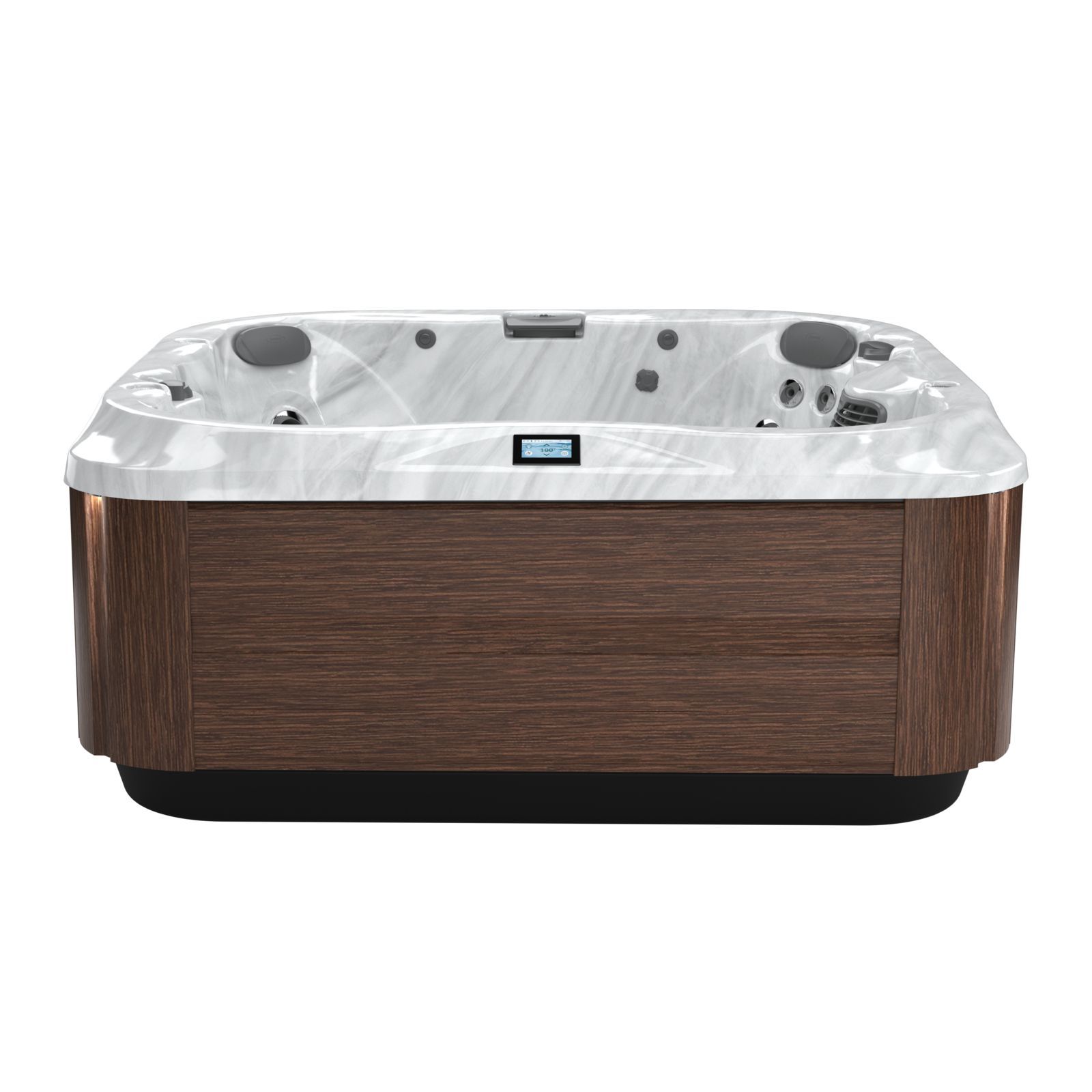 An aerial view of a hot tub with a circle in the middle