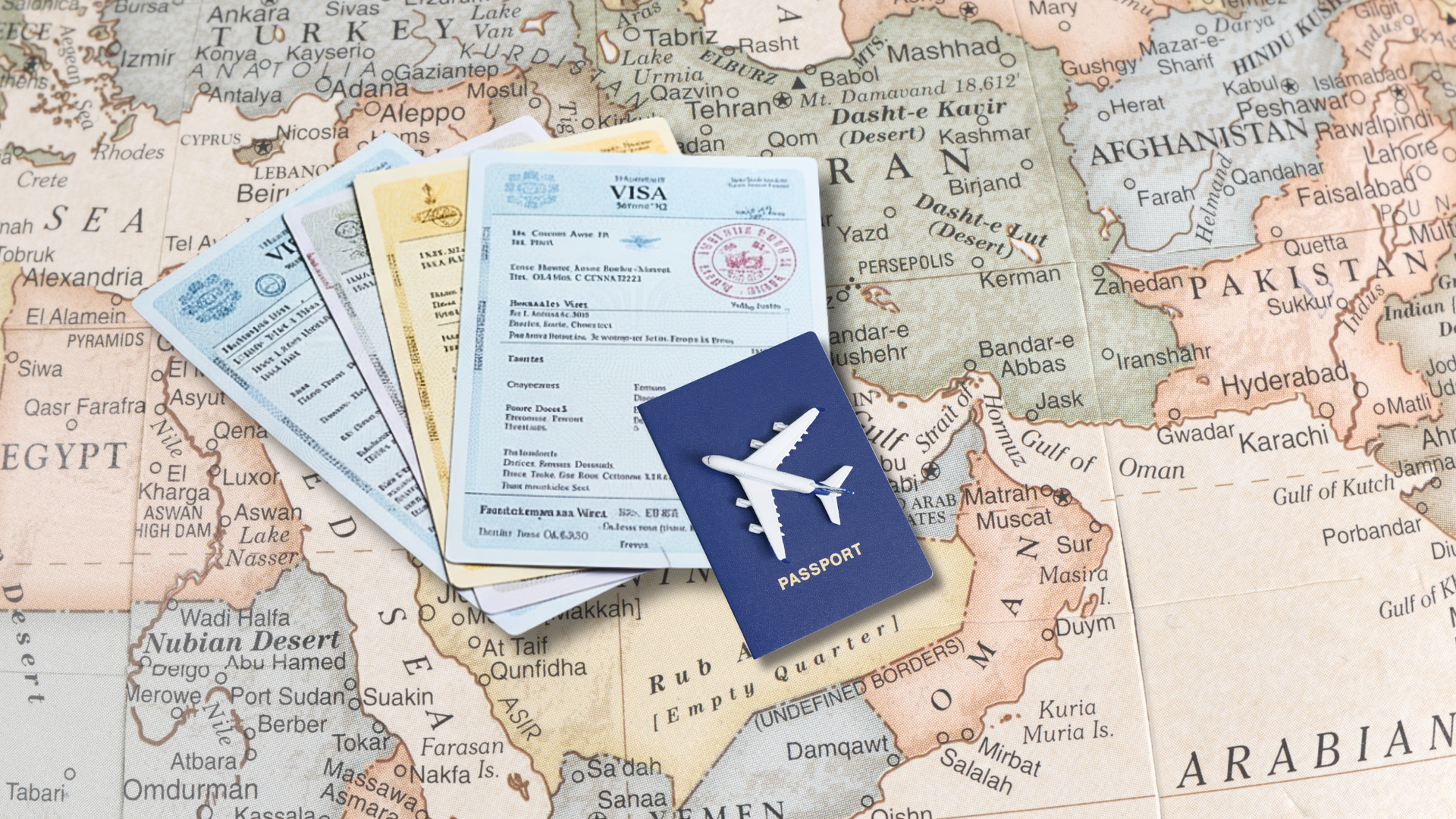 Passport and Oman visa documents ready for a Musandam trip to Khasab