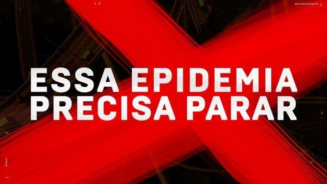 Uma cruz vermelha com as palavras essa epidemia precisa parar