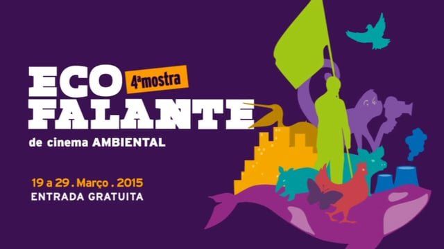 A purple poster for eco falante de cinema ambiental