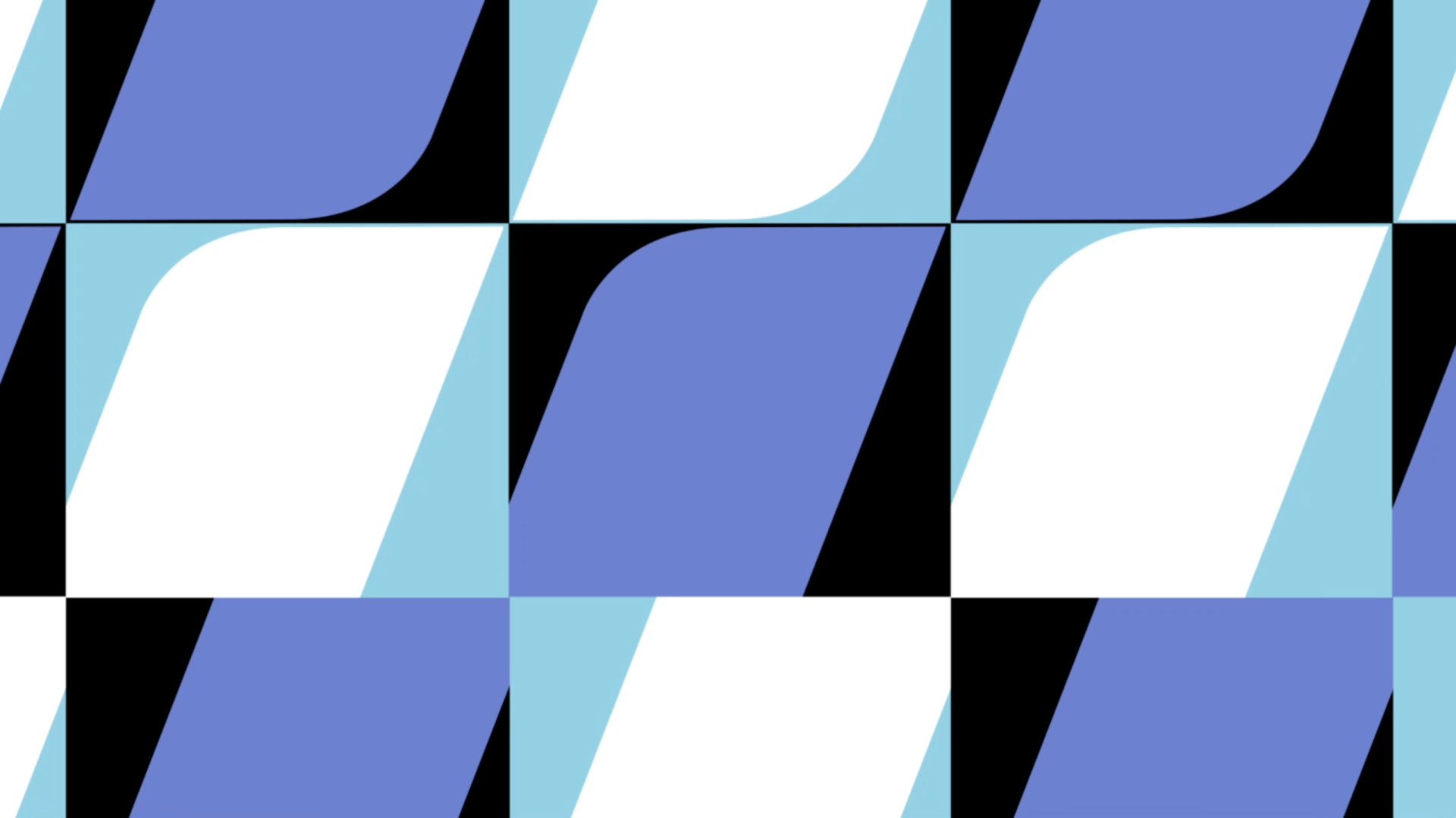 Um padrão perfeito de quadrados azuis, brancos e pretos sobre um fundo branco.