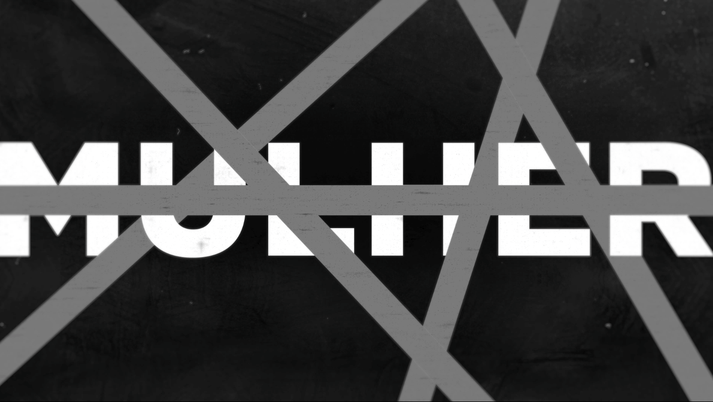 Uma imagem em preto e branco da palavra muller