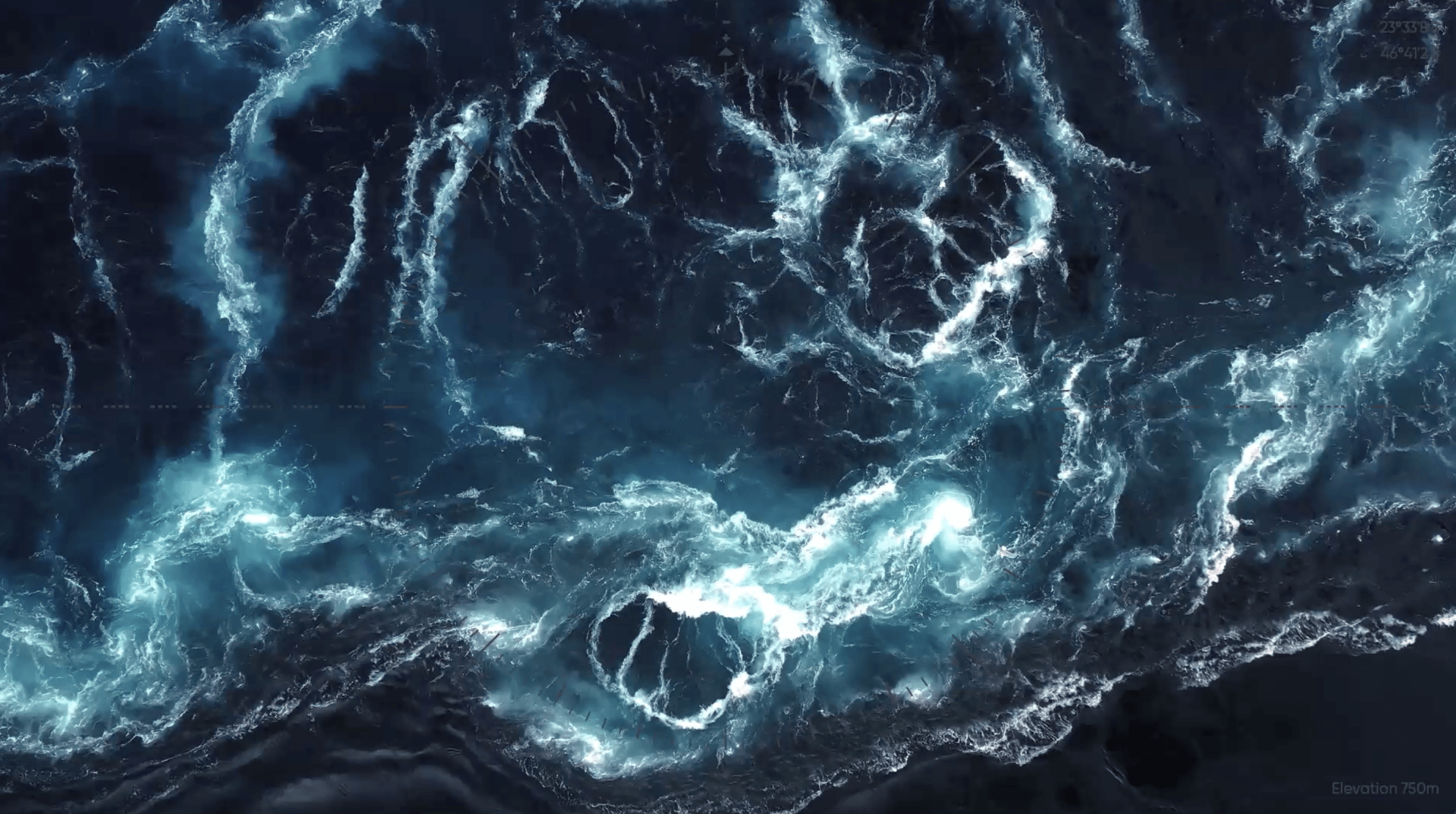 Uma vista aérea de um grande corpo de água.