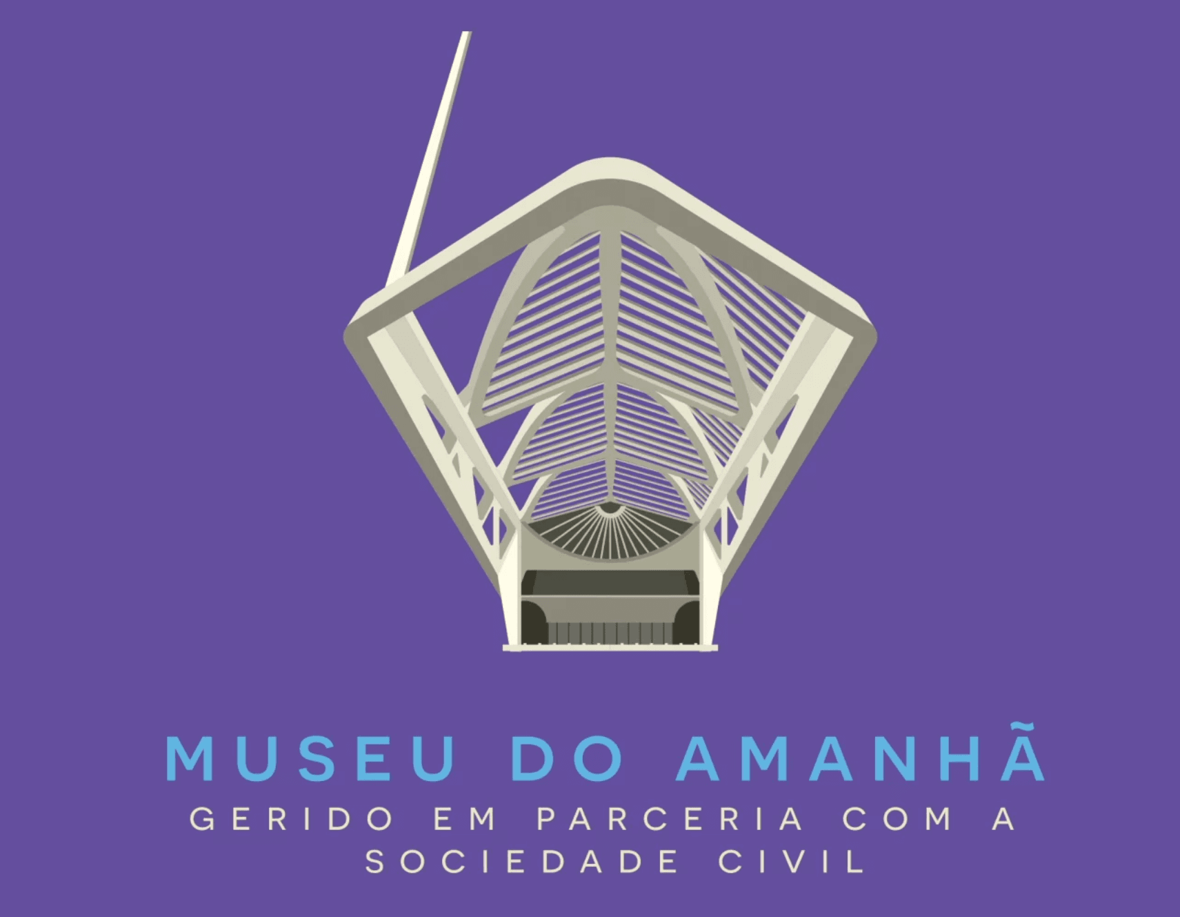 A logo for museu do amanha on a purple background