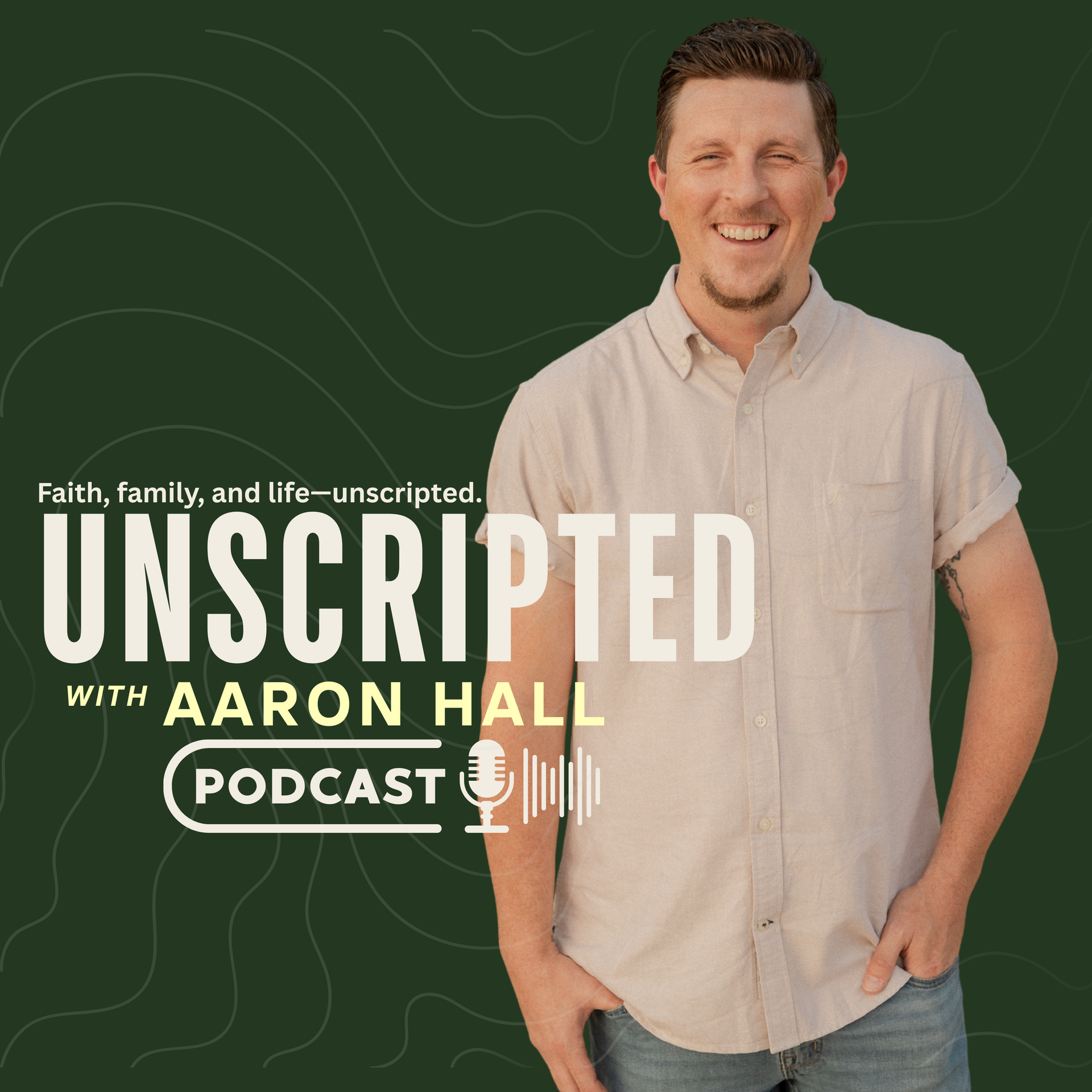 The Aaron Hall Show logo: A smiling man in a tan shirt. Text: