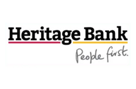 A logo for heritage bank that says people first
