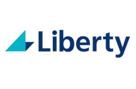 The liberty logo has a blue arrow pointing to the right.
