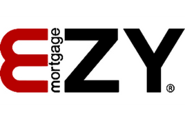 A black and red logo for ezy mortgage