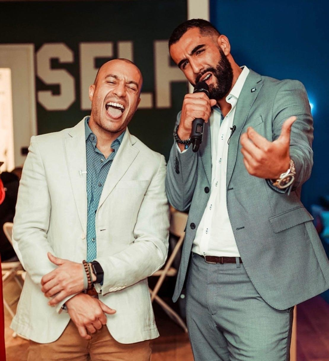 Andres Ospina providing energy for a speaking event.