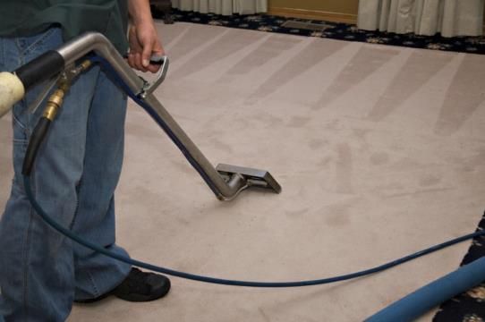 A person using a vacuum cleaner to meticulously clean an intricate rug with a pattern of vibrant colors and delicate designs.