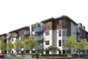photo of an architect's rendering of the building facade of The Centennial Apartments in Toluca Lake