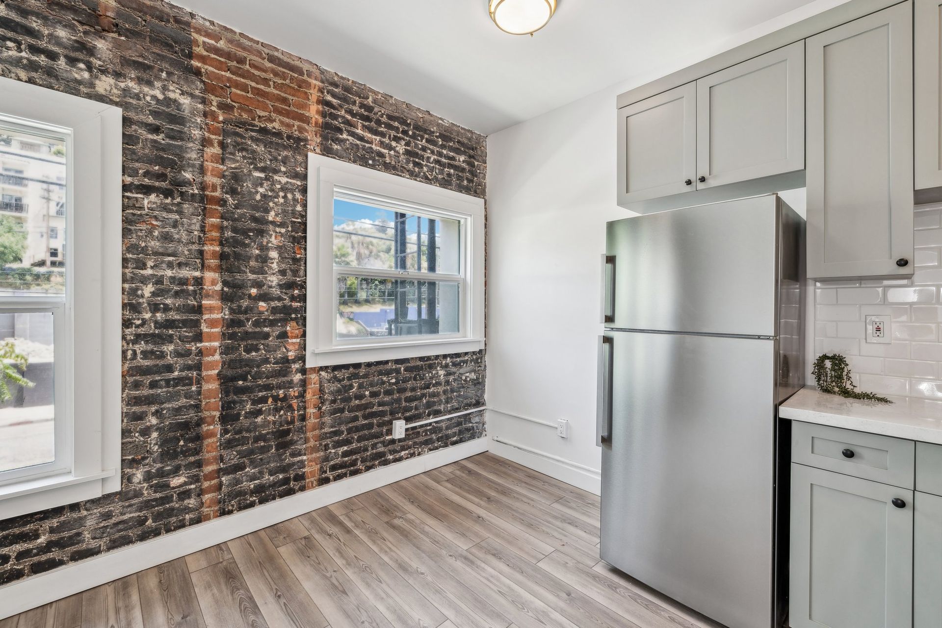 interior photo of the Ansley apartment units showing the vanity and bathroom