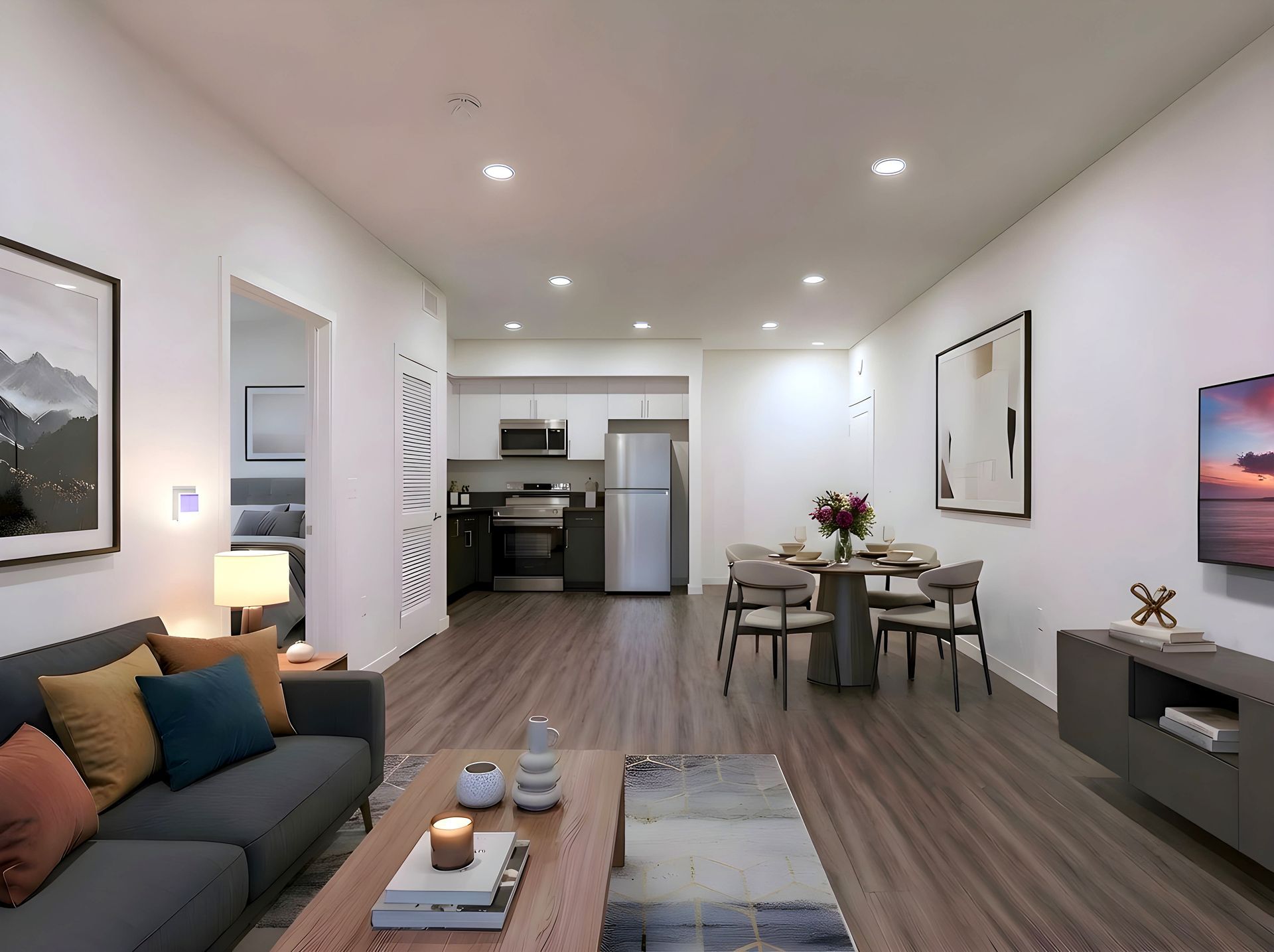 photo of Cloud Nine outdoor amenity, showing a spacious roof deck with plants, lights and furnishings